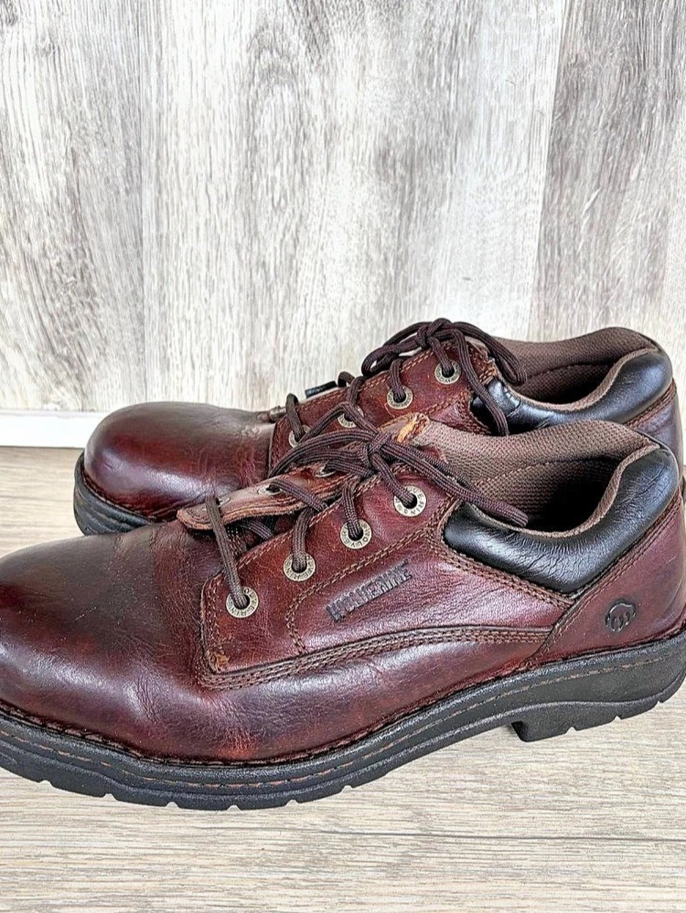 Wolverine Exert Durashock Steel Toe Brown Leather Work Shoes Boots Mens 11 EW